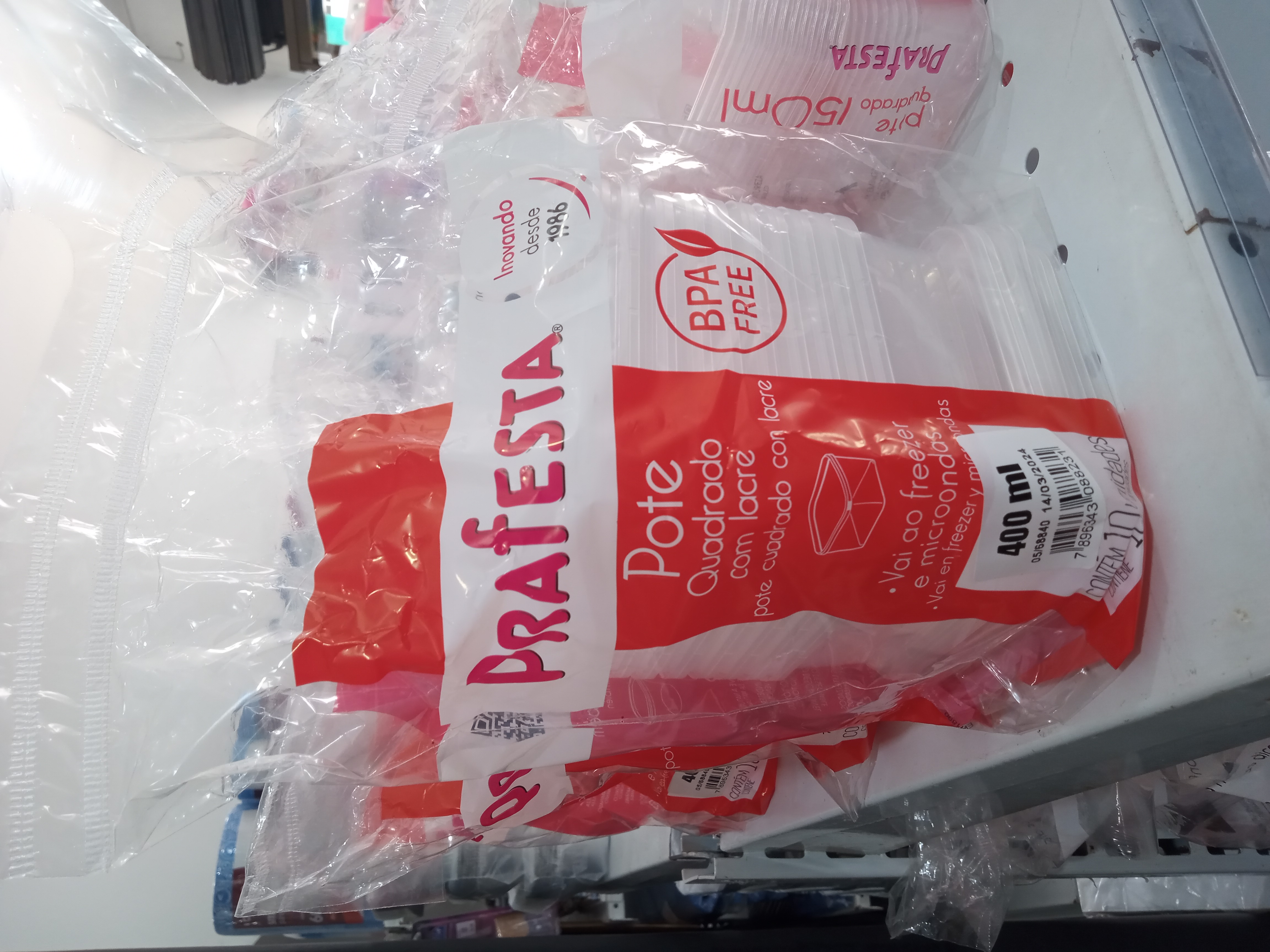 Pote Quadrado com Lacre Prafesta 400ml 10 Unidades